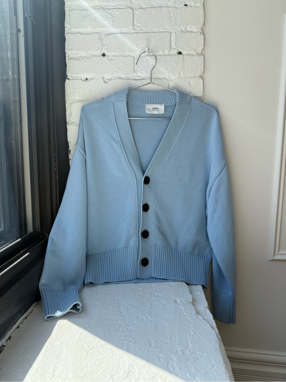 Ami Light Blue Button-Front V-Neck Cardigan